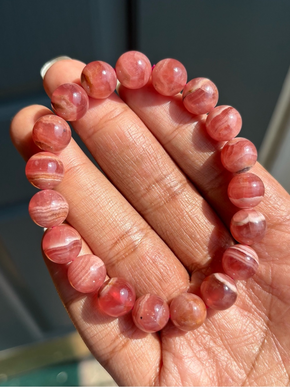 HQ Rhodochrosite Crystal Bracelet 11mm - Picture 2 of 7